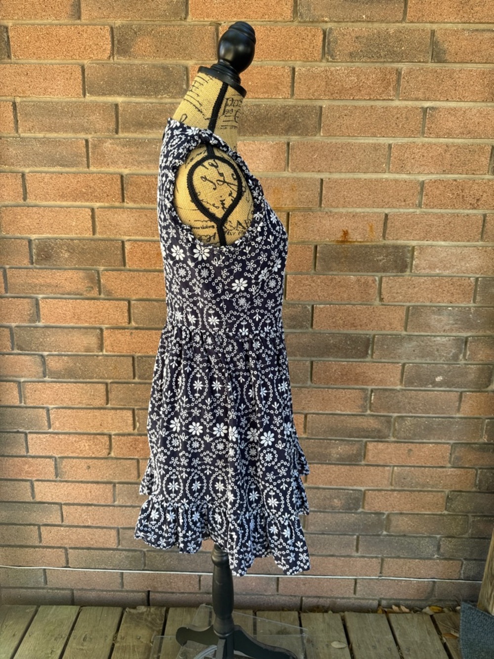 kate spade Navy & White Floral Sleeveless Fit-and-Flare Dress Size 6 - Picture 3 of 7